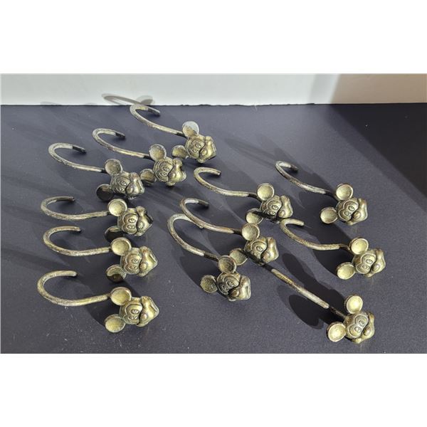 SET OF 12 MICKEY MOUSE METAL SHOWER CURTAIN HOOKS