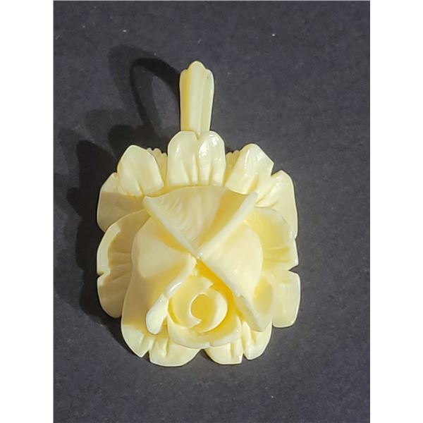 REAL IVORY ROSE PENDANT