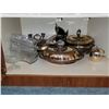Image 1 : SHELF OF SILVER SERIVNG WARE AND CRYSTAL
