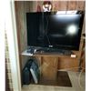 Image 1 : SMALL TV STAND WITH TV | DVD + VHS PLAYERS