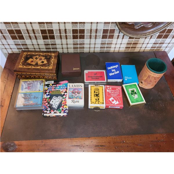 LARGE LOT OF PLAYING CARDS AND DICE