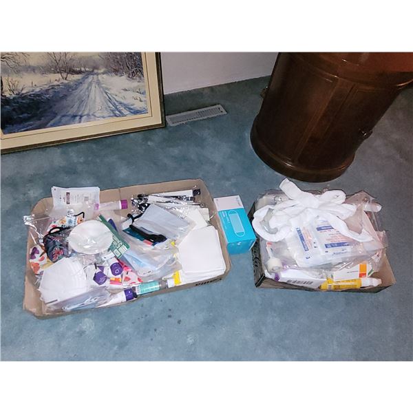 2 FLATS OF MEDICAL SUPPILES AND FACE MASKS