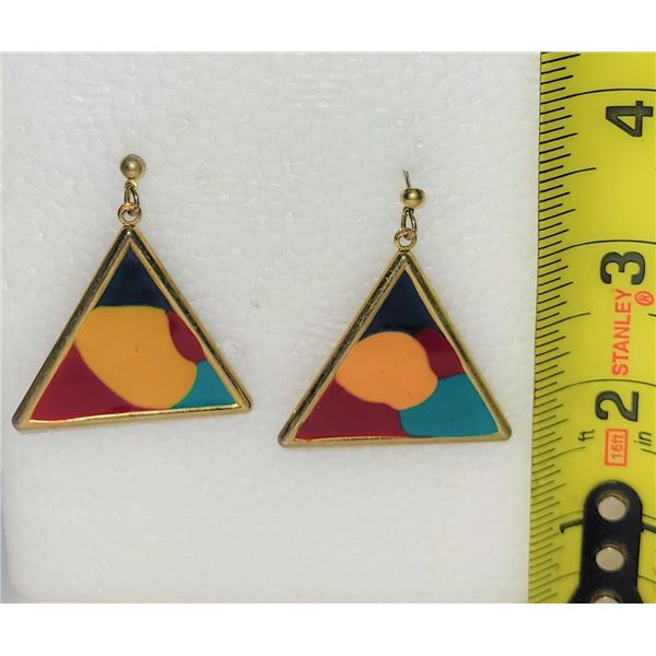 EARLY 1990'S MULTICOLOURED DANGLE EARRINGS