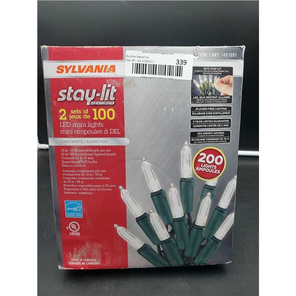 Sylvania Stay-Lit 2 Sets of 100 Pure White