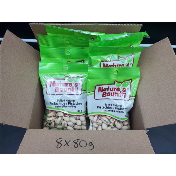 Nature's Bounty Salted Natural Pistachios (8 x 80g)