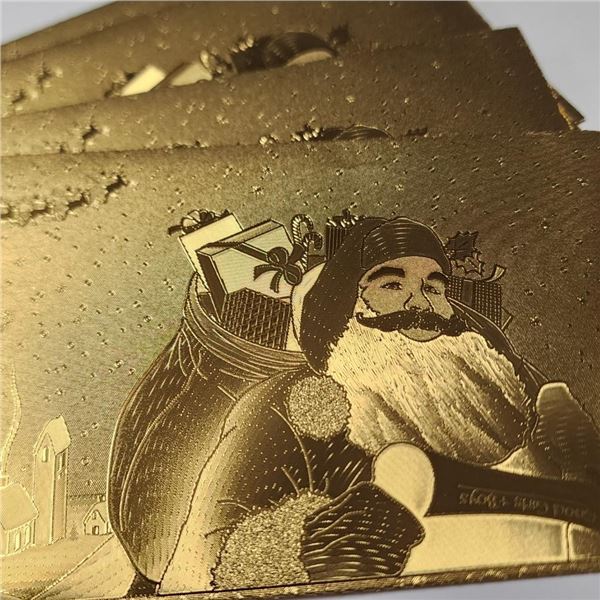 Pack Of 5 Chrismats Gold Foil Envelop