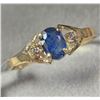 Image 1 : 10K Yellow Gold Blue Sapphire(0.6ct) Diamond(0.04ct) Ring (~Size 6) (~weight 1.38g), Made in Canada,