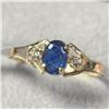 Image 3 : 10K Yellow Gold Blue Sapphire(0.6ct) Diamond(0.04ct) Ring (~Size 6) (~weight 1.38g), Made in Canada,