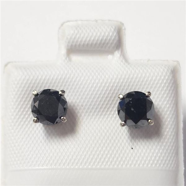 14K White Gold Black Diamond(1ct) Earrings (~weight 0.88g), Made in Canada, Suggested Retail Value $