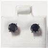 Image 1 : 14K White Gold Black Diamond(1ct) Earrings (~weight 0.88g), Made in Canada, Suggested Retail Value $