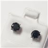 Image 3 : 14K White Gold Black Diamond(1ct) Earrings (~weight 0.88g), Made in Canada, Suggested Retail Value $