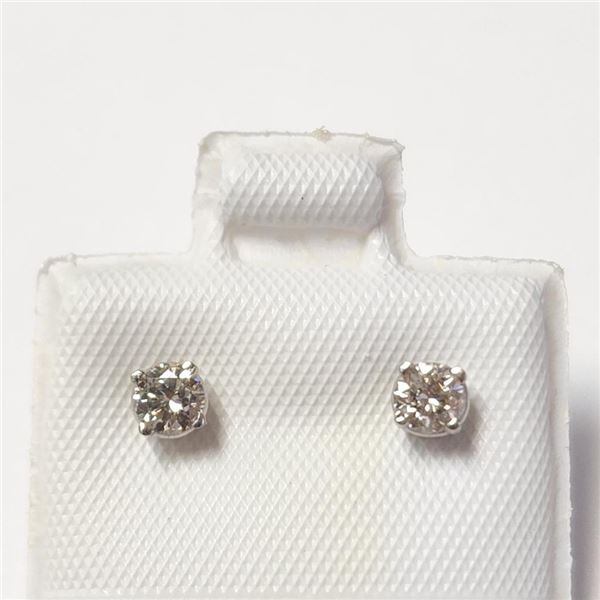 14K White Gold Diamond (0.28Ct,Si,J-K) Earrings  (~weight 0.44g), Made in Canada, Appraised Retail $