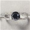Image 1 : 14K White Gold Black Diamond(1.3ct) Diamond(0.3ct) Ring (~Size 7)(~weight 2.1g), Made in Canada, App