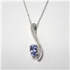 Image 1 : 10K White Gold Tanzanite 18"(0.5ct) Diamond(0.2ct) Necklace (~length 18"inches) (~weight 1.62g), Sug