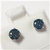 Image 2 : 14K White Gold Diamond (0.9Ct,I1-I3,Blue (Color Treated) Earrings  (~weight 0.67g), Made in Canada, 
