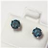 Image 3 : 14K White Gold Diamond (0.9Ct,I1-I3,Blue (Color Treated) Earrings  (~weight 0.67g), Made in Canada, 