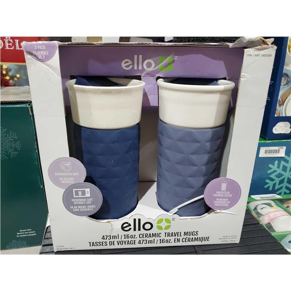 Ello Ceramic Travel Mugs Lot Of 2