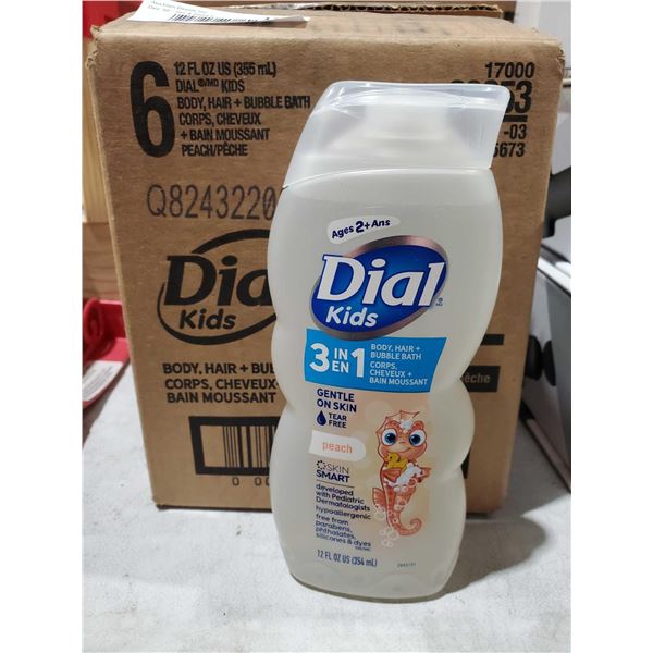 Dial Kids 3 in 1 Body, hair & Bubble Bath Peach Scent 6 x 355ml