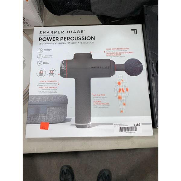Sharper Image Multi Head Power Percussion Deep Tissue Massager with Storage Case