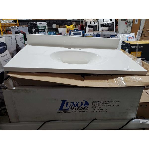 Luxo Marble Vanity Sink Top  - White - 22x37"