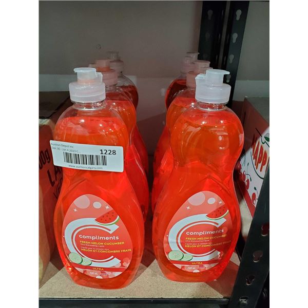 Compliments Fresh Melon Cucumber Dishwashing Detergent 6x739ml