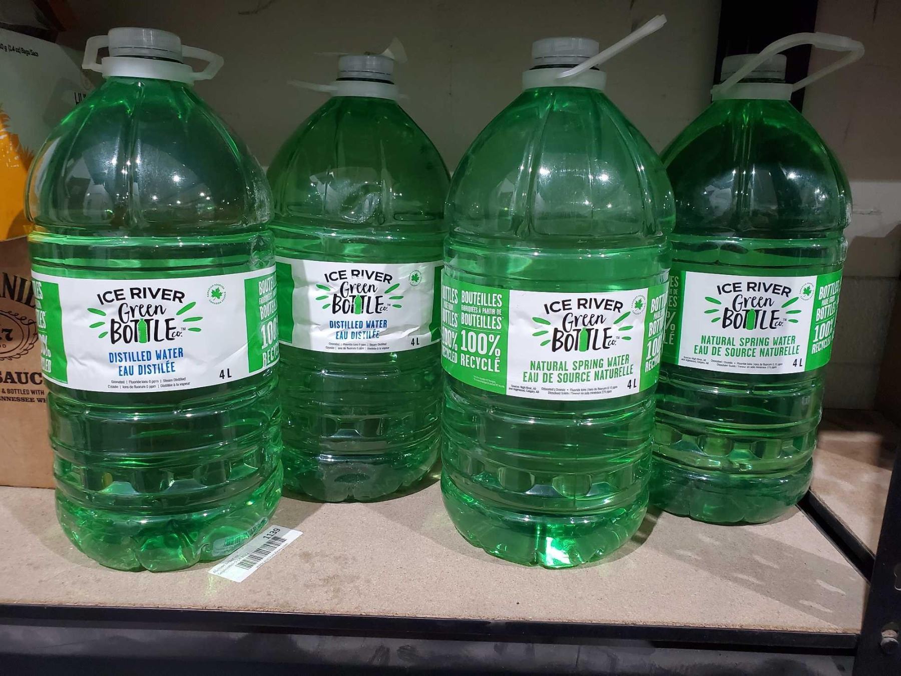 Ice River Green Bottle Water 2X Distilled & 2X Natural Spring Water = 4X4L