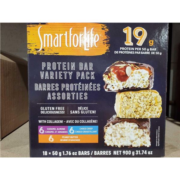 Smart Life Protein Bars 3 Flavor Variety Pack  18x 50g