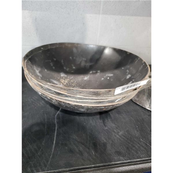 Hand Made Metal Woks with Tin Lids - Asst Size- Lot of 4 Wok/3Lids