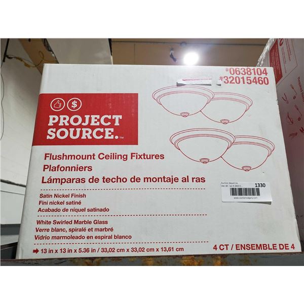 Project Source Flushmount Ceiling Fixture - 4 Pck