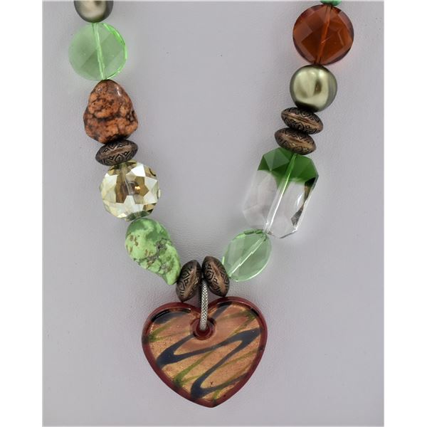 Dichroic Glass Heart Pendant Necklace
