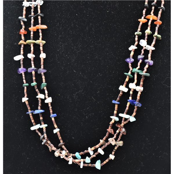 Santo Domingo 3 Strand Heishi Nugget Necklace