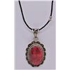 Image 1 : Sterling Faceted Dyed Ruby Stone Pendant Necklace