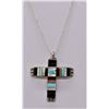 Image 2 : Zuni Sterling Inlay Cross Pendant Necklace