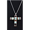 Image 5 : Zuni Sterling Inlay Cross Pendant Necklace