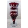 Image 1 : Vintage Bohemian Ruby Cut to Clear Glass Vase