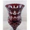 Image 2 : Vintage Bohemian Ruby Cut to Clear Glass Vase