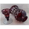Image 3 : Vintage Bohemian Ruby Cut to Clear Glass Vase