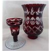 Image 4 : Vintage Bohemian Ruby Cut to Clear Glass Vase