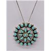 Image 1 : Zuni Sterling Turquoise Pin Pendant Necklace