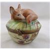 Image 1 : Limoges Hand Painted Porcelain Fox Trinket Box