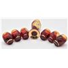Image 2 : Vintage Murano Vecchia Ruby Red Glass Vase and Six Glasses