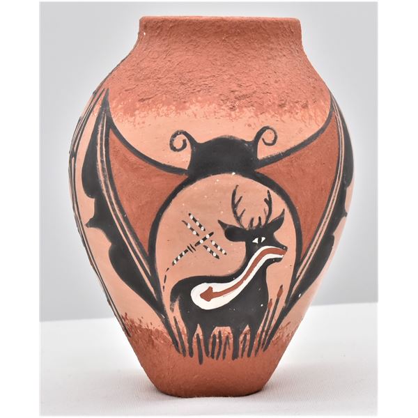 Zuni Pottery Deer & Butterfly Jar by T Fontenelle