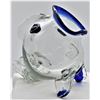 Image 2 : Mexican Clear and Cobalt Blue Glass Fish Vase