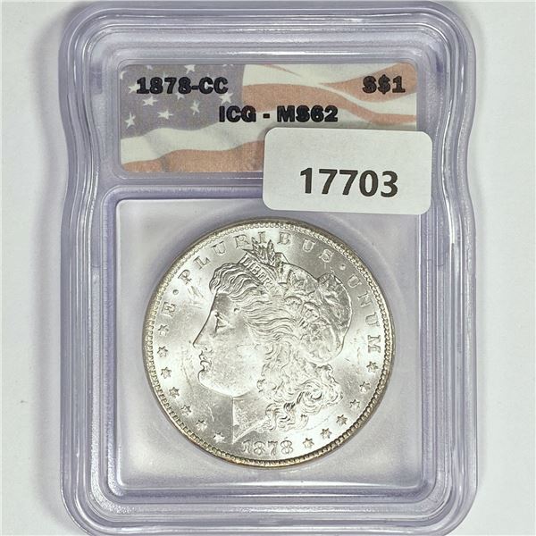 1878-CC Morgan Silver Dollar ICG MS62