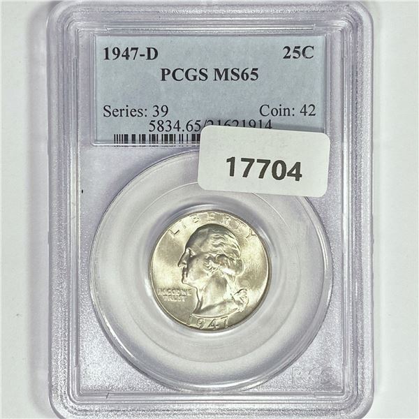 1947-D Washington Silver Quarter PCGS MS65