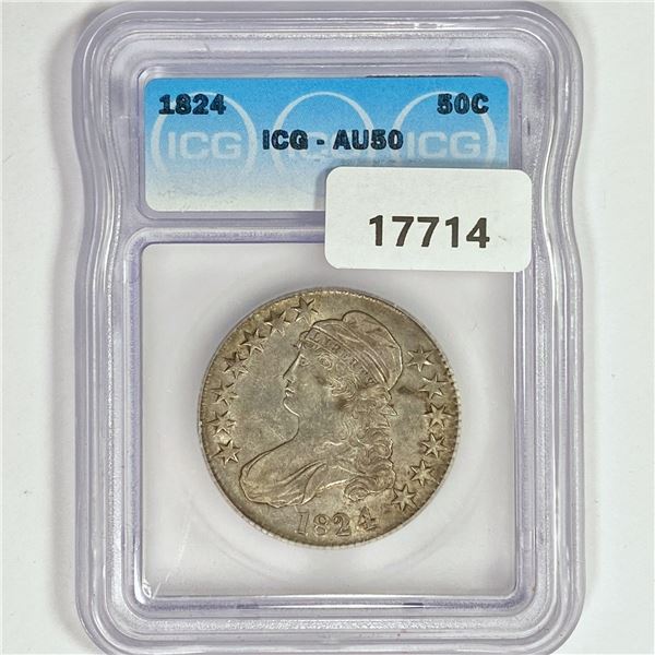 1824 Capped Bust Half Dollar ICG AU50