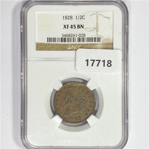 1828 Classic Head Half Cent NGC XF45 BN