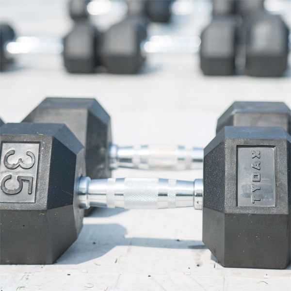 RUBBER HEX DUMBBELLS - 15LB PAIR