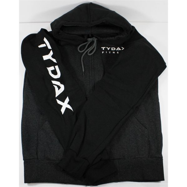 BLACK + CHARCOAL ZIPPERED HOODIE - SMALL