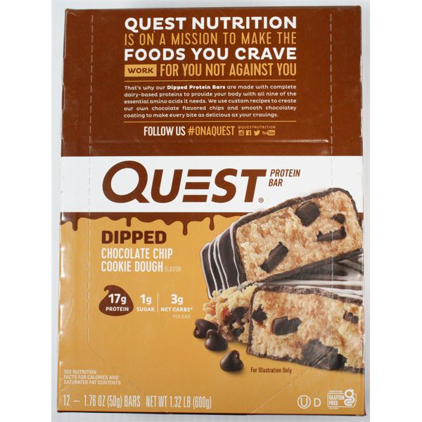 QUEST DIPPED BAR CHOC CHIP COOKIE DOUGH BOX